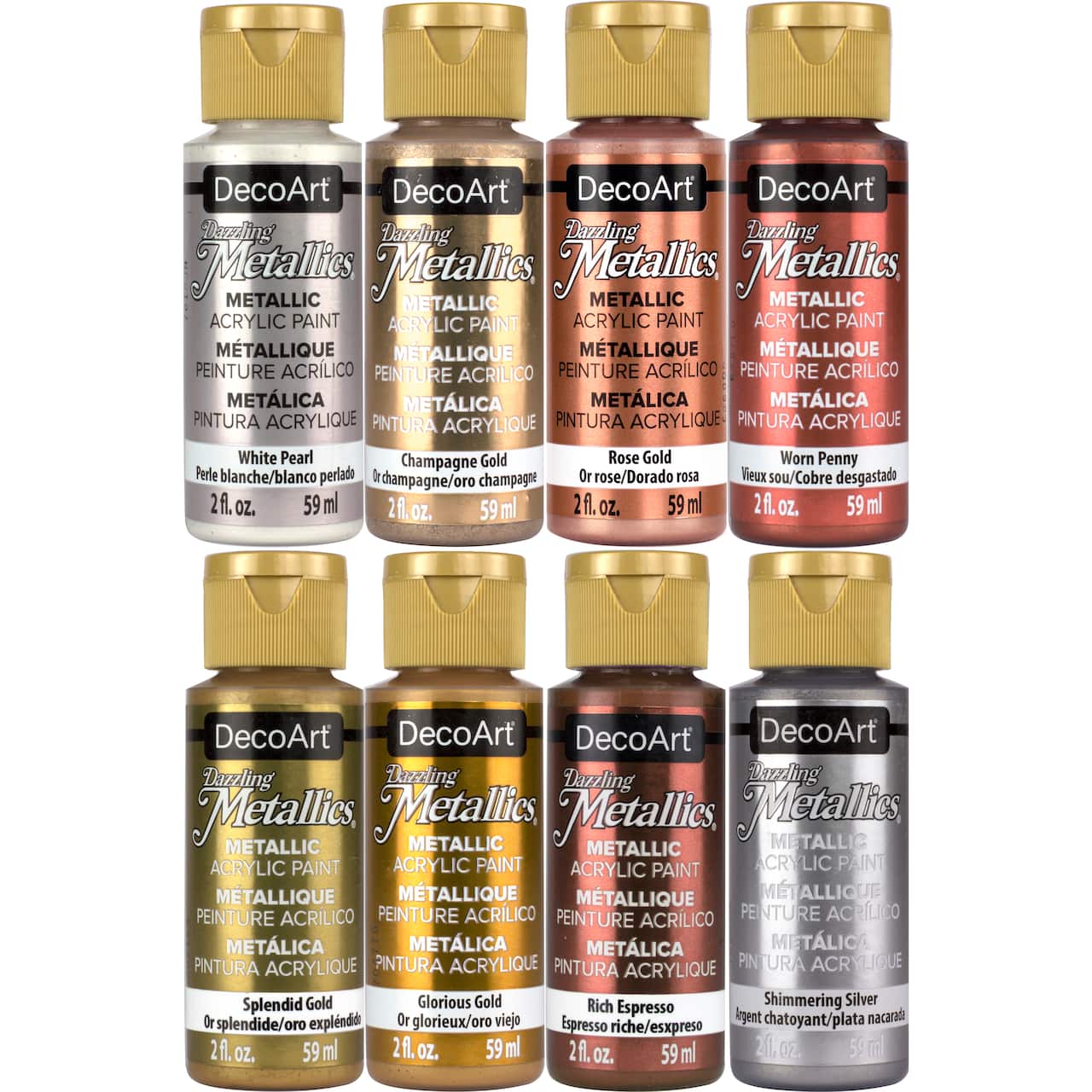 9 Packs: 8 ct. (72 total) DecoArt® Dazzling Metallics® Acrylic Paint Set